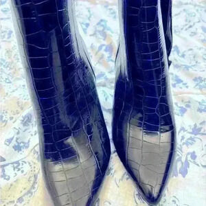 Black snake skin pattern boots